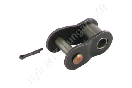 Összekötő láncszem 12B-1 egysoros (simplex) 3/4″ (19,05 mm) osztás 7/16″ (11,68 mm) belső szélesség Ø12,07 mm görgő Ø5,72 mm csapszeg DIN 8187_150479