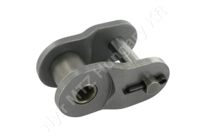 Összekötő láncszem ASA 140-1H egysoros (simplex) 1-3/4″ (44,45 mm) osztás 25,22 mm belső szélesség Ø25,4 mm görgő Ø12,7 mm csapszeg DIN 8188