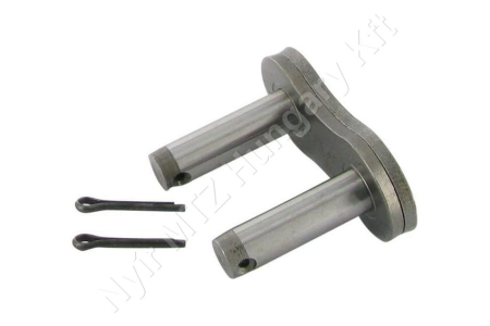 Összekötő láncszem 20B-1 egysoros (simplex) 1-1/4″ (31,75 mm) osztás 3/4″ (19,56 mm) belső szélesség Ø19,05 mm görgő Ø10,19 mm csapszeg DIN 8187_150512