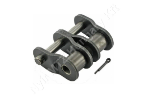 Összekötő láncszem ASA 50-2 (10A-2) kétsoros (duplex) 5/8″ (15,875 mm) osztás 9,53 mm belső szélesség Ø10,16 mm görgő Ø5,09 mm csapszeg DIN 8188