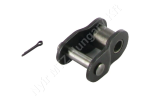Összekötő láncszem ASA 50-1 egysoros (simplex) 5/8″ (15,875 mm) osztás 9,53 mm belső szélesség Ø10,16 mm görgő Ø5,08 mm csapszeg DIN 8188