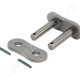 Összekötő láncszem ASA 80-1H egysoros (simplex) 1″ (25,4 mm) osztás 15,88 mm belső szélesség Ø15,88 mm görgő Ø7,94 mm csapszeg DIN 8188