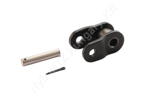 Összekötő láncszem ASA 40-1 egysoros (simplex) 1/2″ (12,7 mm) osztás 7,55 mm belső szélesség Ø7,95 mm görgő Ø3,97 mm csapszeg DIN 8188
