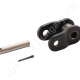 Összekötő láncszem ASA 40-1 egysoros (simplex) 1/2″ (12,7 mm) osztás 7,55 mm belső szélesség Ø7,95 mm görgő Ø3,97 mm csapszeg DIN 8188