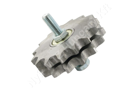 Láncfeszítő kerék 12B-2 duplex 3/4″-11,68 mm z=15 furat Ø12 mm M12 C45 acél_153168