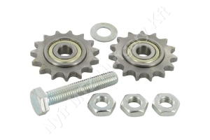 Láncfeszítő kerék 06B-2 duplex 3/8″-5,72 mm z=15 furat Ø10 mm M10 C45 acél