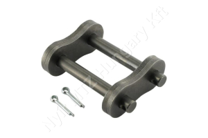 Összekötő láncszem ASA 100-2 (20A-2) kétsoros (duplex) 1-1/4″ (31,75 mm) osztás 18,9 mm belső szélesség Ø19,05 mm görgő Ø9,53 mm csapszeg DIN 8188