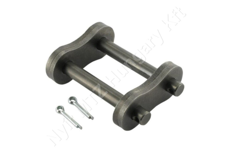 Összekötő láncszem ASA 100-2 (20A-2) kétsoros (duplex) 1-1/4″ (31,75 mm) osztás 18,9 mm belső szélesség Ø19,05 mm görgő Ø9,53 mm csapszeg DIN 8188_150629
