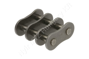 Összekötő láncszem 12B-2 kétsoros (duplex) 3/4″ (19,05 mm) osztás 7/16″ (11,68 mm) belső szélesség Ø12,07 mm görgő Ø5,72 mm csapszeg DIN 8187