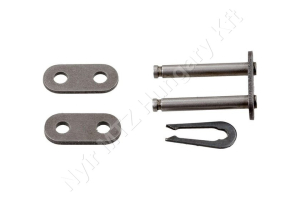 Összekötő láncszem 06B-2 kétsoros (duplex) 3/8″ (9,525 mm) osztás 7/32″ (5,72 mm) belső szélesség Ø6,35 mm görgő Ø3,28 mm csapszeg DIN 8187