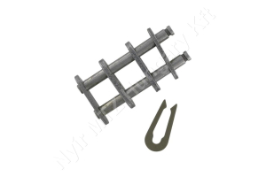 Összekötő láncszem ASA 40-2 (08A-2) kétsoros (duplex) 1/2″ (12,7 mm) osztás 7,85 mm belső szélesség Ø7,95 mm görgő Ø3,96 mm csapszeg DIN 8188