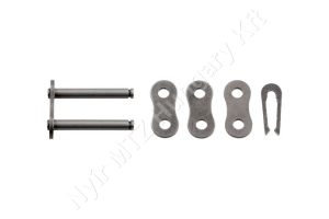 Összekötő láncszem ASA 50-2 (10A-2) kétsoros (duplex) 5/8″ (15,875 mm) osztás 9,4 mm belső szélesség Ø10,16 mm görgő Ø5,08 mm csapszeg DIN 8188