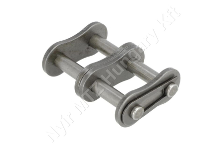 Összekötő láncszem ASA 60-2 (12A-2) kétsoros (duplex) 3/4″ (19,05 mm) osztás 12,57 mm belső szélesség Ø11,91 mm görgő Ø5,94 mm csapszeg DIN 8188_150641