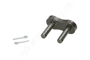 Összekötő láncszem ASA 100HE-1 egysoros (simplex) 1-1/4″ (31,75 mm) osztás 18,9 mm belső szélesség Ø19,05 mm görgő Ø9,53 mm csapszeg DIN 8188
