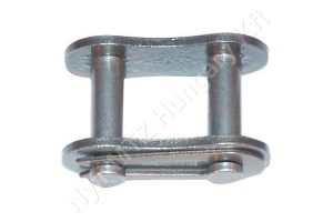 Összekötő láncszem egysoros (simplex) 1-1/2″ (38,1 mm) osztás 1″ (25,4 mm) belső szélesség Ø25,4 mm görgő Ø14,5 mm csapszeg