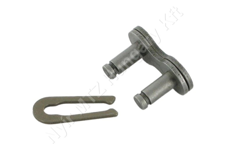 Összekötő láncszem egysoros (simplex) 1/2″ (12,7 mm) osztás 3/16″ (4,88 mm) belső szélesség Ø7,75 mm görgő Ø4,09 mm csapszeg DIN 8187_150655