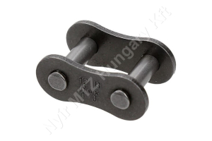 Összekötő láncszem egysoros (simplex) 3/4″ (19,05 mm) osztás 7/16″ (11,68 mm) belső szélesség Ø12,07 mm görgő Ø5,72 mm csapszeg DIN 8187