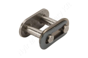 Összekötő láncszem egysoros (simplex) 3/8″ (9,525 mm) osztás 7/32″ (5,72 mm) belső szélesség Ø6,35 mm görgő Ø3,28 mm csapszeg DIN 8187