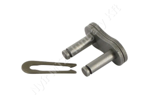 Összekötő láncszem ASA 50-1 egysoros (simplex) 5/8″ (15,875 mm) osztás 15,88 mm belső szélesség Ø10,16 mm görgő Ø5,08 mm csapszeg DIN 8188
