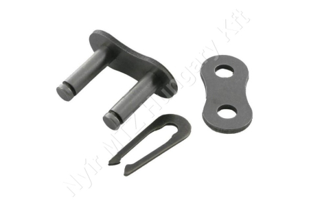 Összekötő láncszem egysoros (simplex) 5/8″ (15,875 mm) osztás 3/8″ (9,65 mm) belső szélesség Ø10,16 mm görgő Ø5,08 mm csapszeg DIN 8187_150676