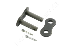 Összekötő láncszem egysoros (simplex) 3/4″ (19,05 mm) osztás 12,57 mm belső szélesség Ø11,91 mm görgő Ø5,94 mm csapszeg DIN 8188
