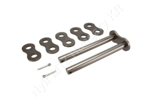 Összekötő láncszem egyenes 24B-3 háromsoros (triplex) 1-1/2″ (38,1 mm) osztás 1″ (25,4 mm) belső szélesség Ø25,4 mm görgő Ø14,63 mm csapszeg DIN 8187