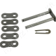 Összekötő láncszem egyenes 12B-3 háromsoros (triplex) 3/4″ (19,05 mm) osztás 7/16″ (11,68 mm) belső szélesség Ø12,07 mm görgő Ø5,72 mm csapszeg DIN 8187
