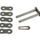 Összekötő láncszem egyenes 10B-3 háromsoros (triplex) 5/8″ (15,875 mm) osztás 3/8″ (9,65 mm) belső szélesség Ø10,16 mm görgő Ø5,08 mm csapszeg DIN 8187